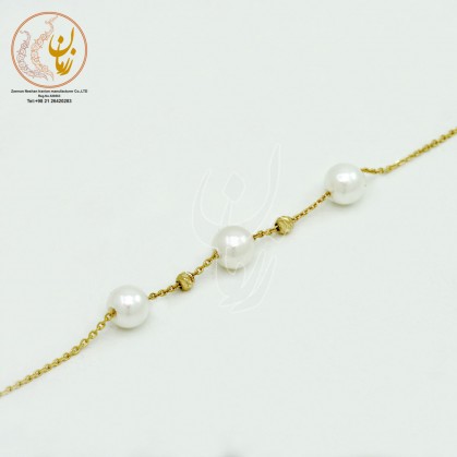 Gold and Stone Bracelet - Pearl Badge Design-ZMB1051